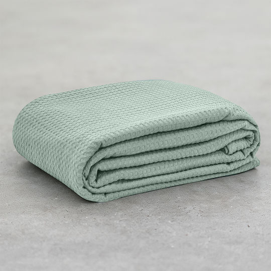 Lino Home Cocoon Κουβέρτα Πικέ Υπέρδιπλη 240x260εκ. Μέντα