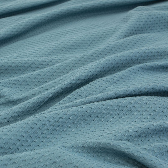 Lino Home Cocoon Pique Blanket Double 240x260cm Petrol Blue