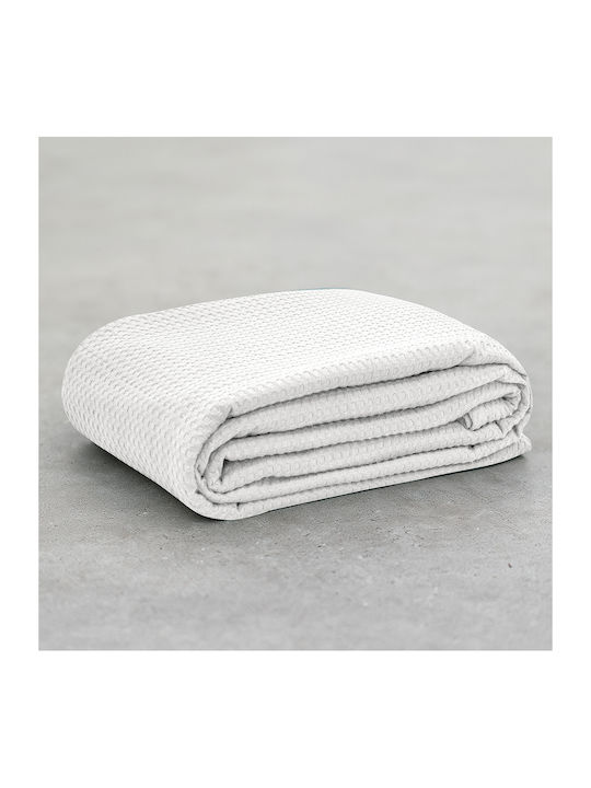 Lino Home Cocoon Κουβέρτα Πικέ Μονή 170x240εκ. Λευκό