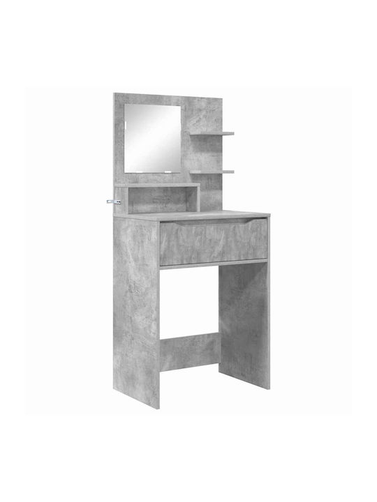 Floor-standing Bedroom Makeup Dressing Table Wooden Grey with Mirror 60x39.5x135cm