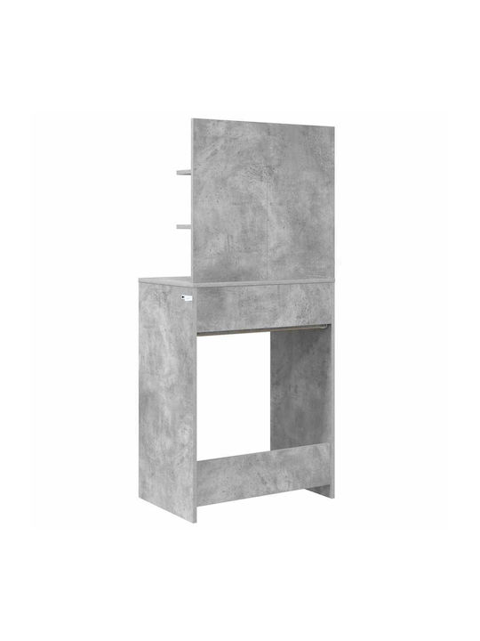Floor-standing Bedroom Makeup Dressing Table Wooden Grey with Mirror 60x39.5x135cm