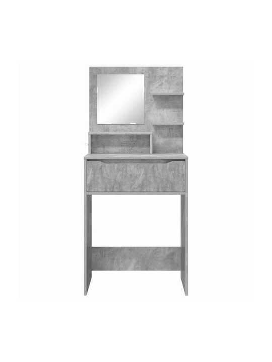 Floor-standing Bedroom Makeup Dressing Table Wooden Grey with Mirror 60x39.5x135cm