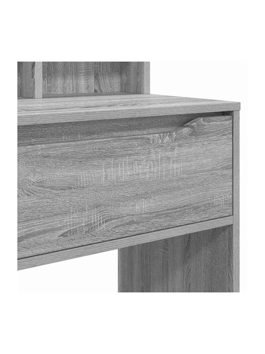 Floor-standing Bedroom Makeup Dressing Table Wooden Grey with Mirror 80x39.5x135cm