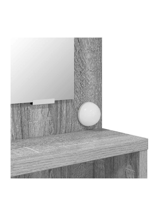 Bodenstehende Schminktisch Schlafzimmer Holz Grau mit Spiegel 80x39.5x135cm