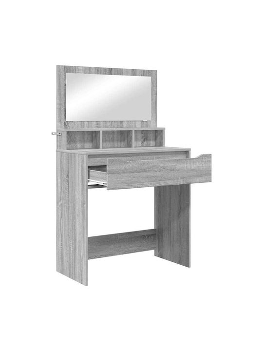 Floor-standing Bedroom Makeup Dressing Table Wooden Grey with Mirror 80x39.5x135cm