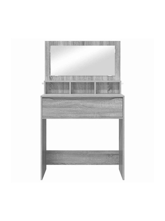 Floor-standing Bedroom Makeup Dressing Table Wooden Grey with Mirror 80x39.5x135cm