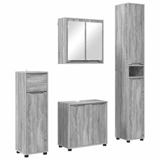 vidaXL Waschtisch mit Waschbecken, Spiegel & Säule L60xB60xH20cm Gray Sonoma