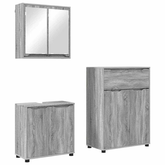 vidaXL Waschtisch mit Waschbecken, Spiegel & Säule L60xB60xH20cm Gray Sonoma