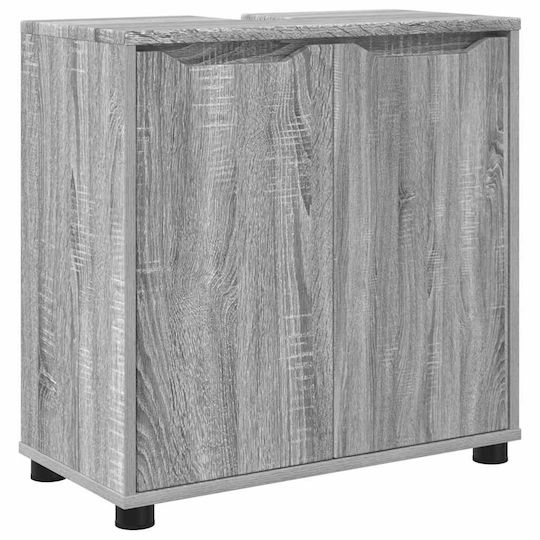 vidaXL Waschtisch mit Waschbecken, Spiegel & Säule L60xB60xH20cm Gray Sonoma
