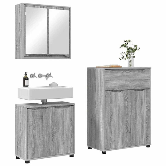 vidaXL Waschtisch mit Waschbecken, Spiegel & Säule L60xB60xH20cm Gray Sonoma