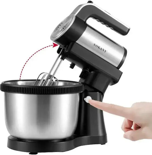 Sokany Mixer mit Inox Schüssel Schwarz 250W