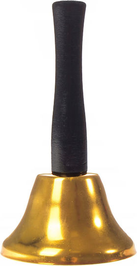 Clopot Metalic Auriu Mâner Din Lemn 12cm