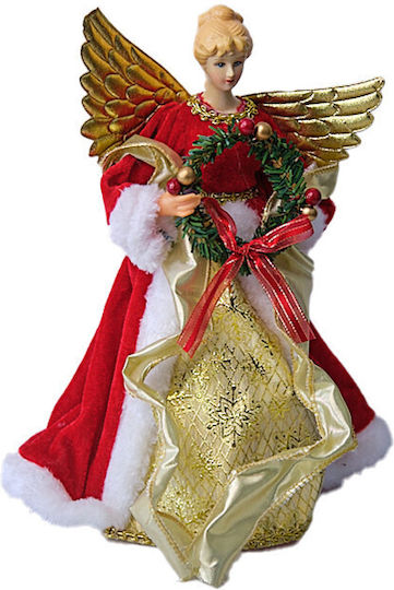 Decorațiune De Crăciun Regina Zăpezii Vârf De Brad Roșu Auriu 30cm
