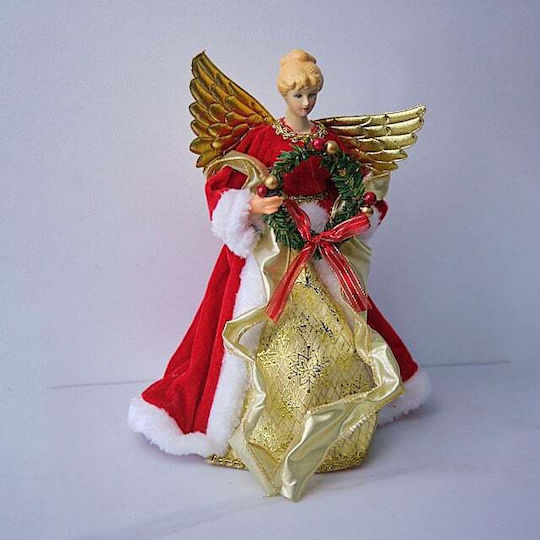 Decorațiune De Crăciun Regina Zăpezii Vârf De Brad Roșu Auriu 30cm