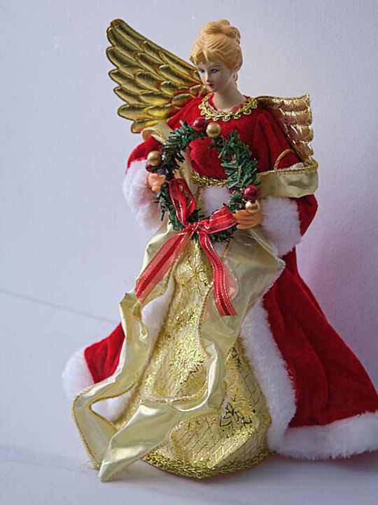 Christmas Decoration Snow Queen Tree Topper Red Gold 30cm