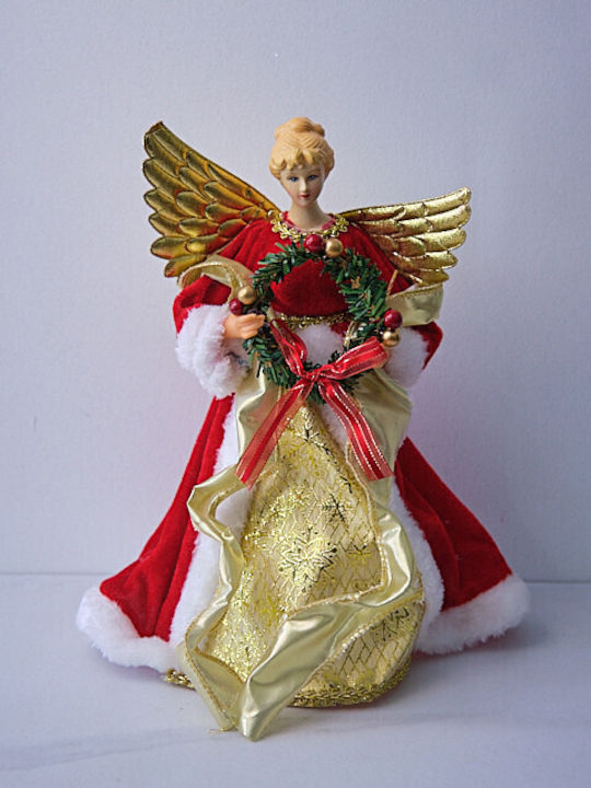 Christmas Decoration Snow Queen Tree Topper Red Gold 30cm
