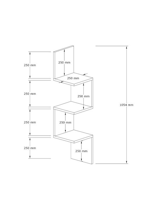 Shelf Wall Zikzak Sapphire Oak 25x25x105.4cm