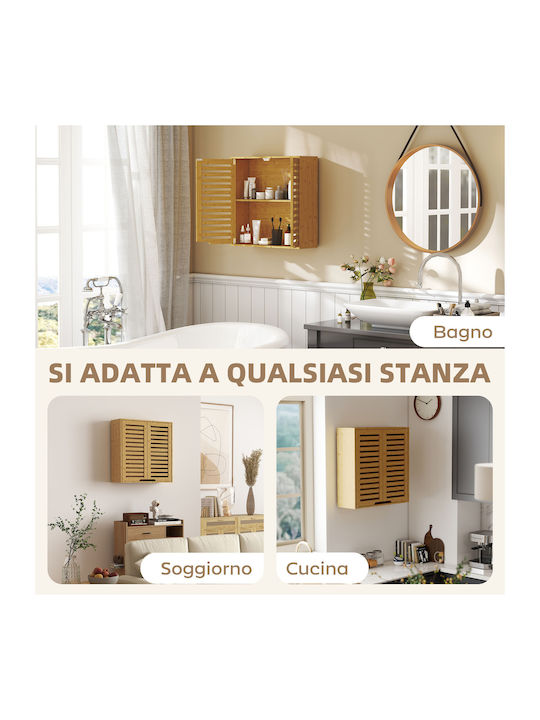 HomCom Oglindă de Baie cu Raft & Dulap 60x20cm