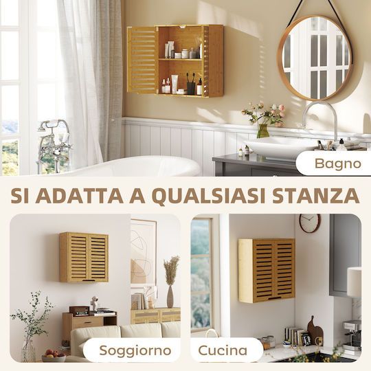 HomCom Oglindă de Baie cu Raft & Dulap 60x20cm