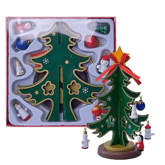 Christmas Decoration Musical Tree-shaped Box Miniature Baubles Green 25 X 11cm Velve