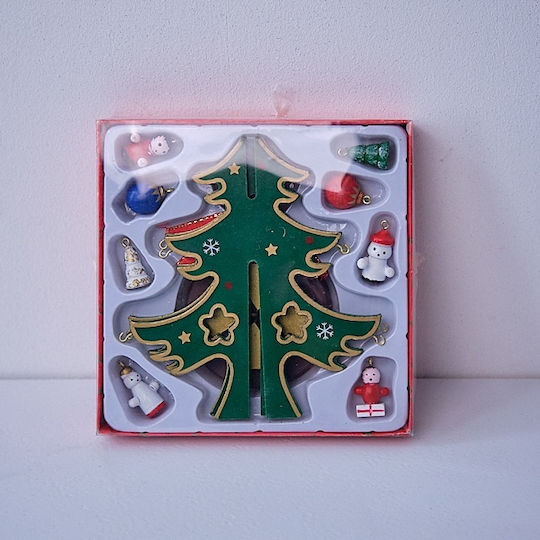 Christmas Decoration Musical Tree-shaped Box Miniature Baubles Green 25 X 11cm Velve
