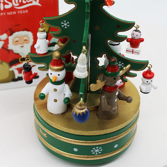 Christmas Decorative Music Box Carousel Type Little Christmas Tree Fictional Characters Green