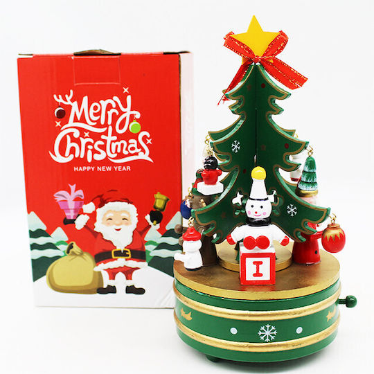 Christmas Decorative Music Box Carousel Type Little Christmas Tree Fictional Characters Green