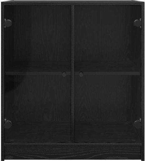 Living Room Display Cabinet Made of Particle Board with Windowed Black Oak 68x37x75.5cm