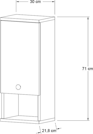 Megapap Επιτοίχια Ραφιέρα Μπάνιου Ξύλινη 30x21.8x71cm