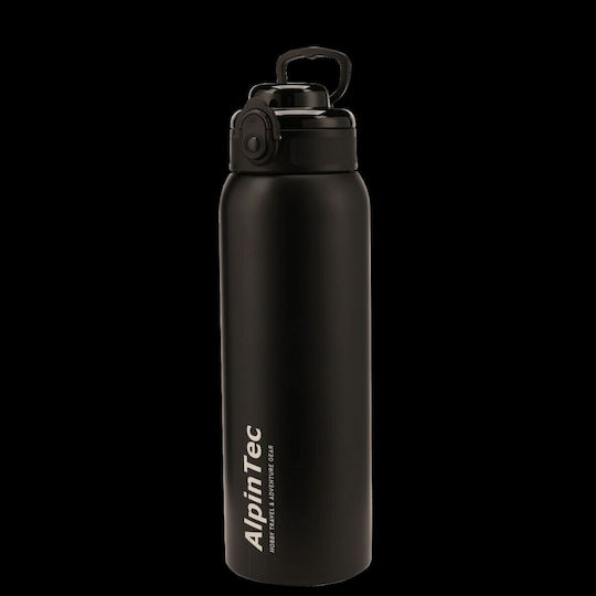 Alpin Flasche Thermosflasche Kunststoff / Rostfreier Stahl 1lt Black