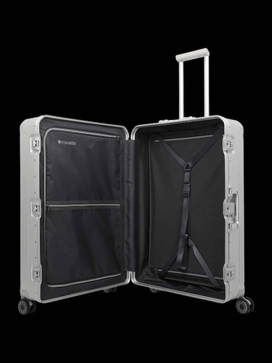 Travelite Μεγάλη Βαλίτσα Ταξιδίου Σκληρή Ασημί με 4 Ρόδες Ύψους 77εκ.