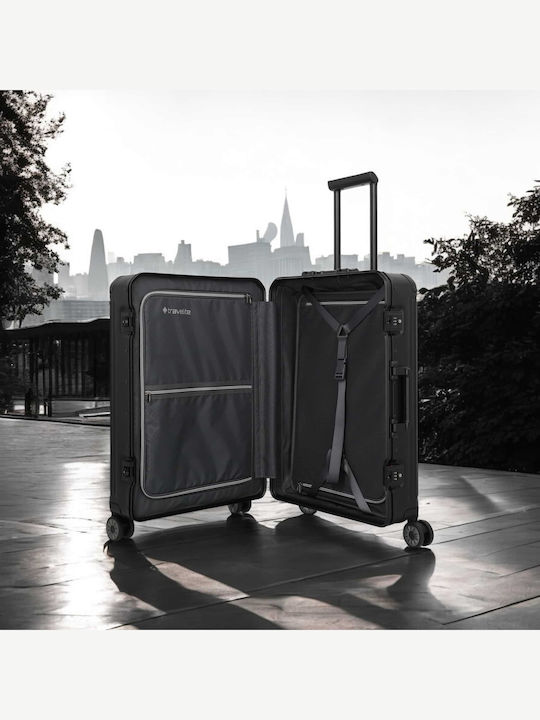 Travelite Next Μεσαία Βαλίτσα Ταξιδίου Σκληρή Μαύρη με 4 Ρόδες Ύψους 67εκ.