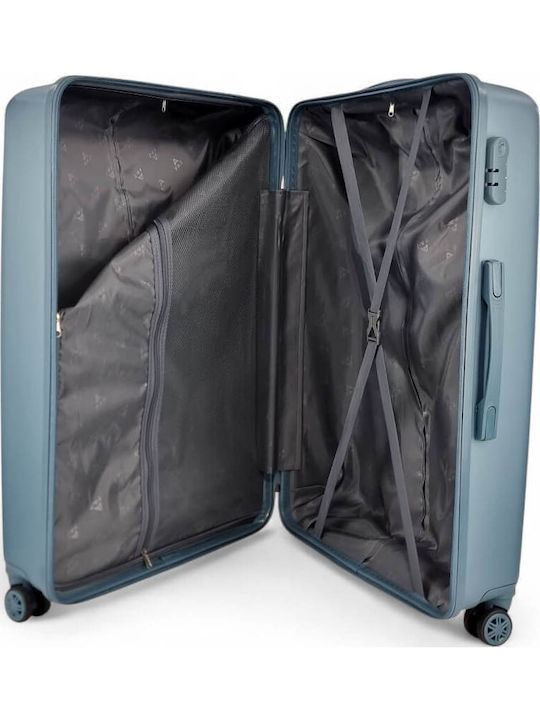 Playful Bags Large Travel Suitcase Hard Light Blue with 4 Wheels Height 72cm