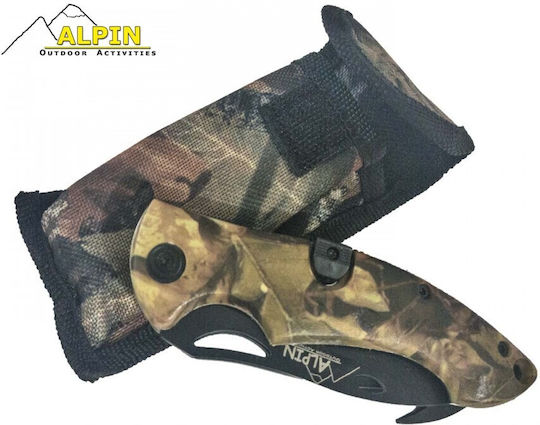 Alpin Survival Pocket Knife Survival Khaki in Sheath