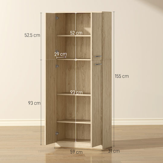 HomCom Bathroom Cabinet L59xW31xH155cm Oak