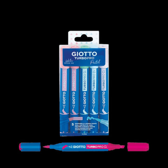 Giotto Turbo Soft Brush Zeichenmarker Doppelseitig Set 5Stück