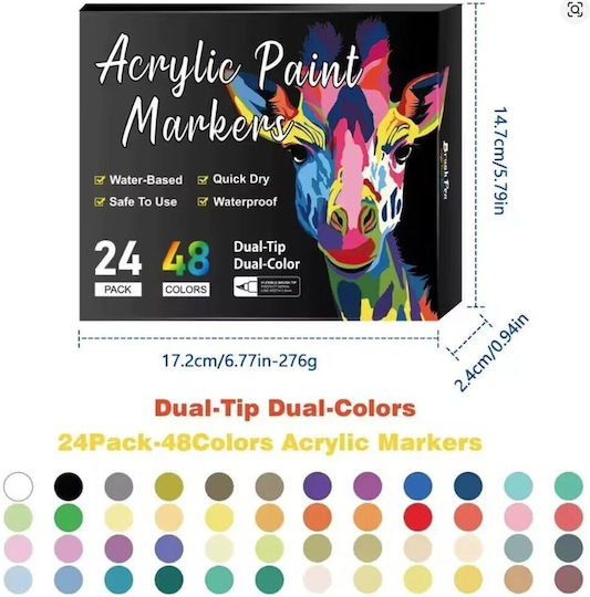 Acryl Zeichenstifte Zeichnung Mit Doppelspitze Set 24 Farben