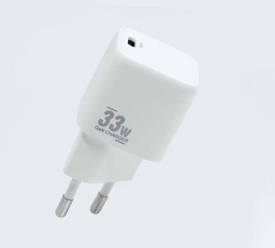 CoreParts Charger Without Cable GaN with USB-C Port 33W Power Delivery Whites (MBXUSBC-AC0032)