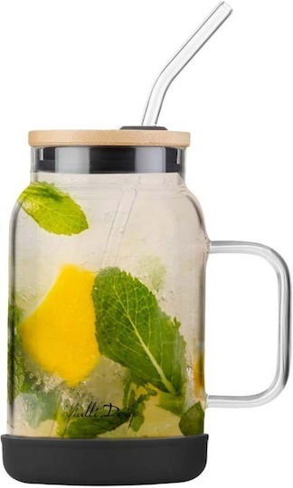 Vialli Design Glass Water made of Glass with straw 600ml