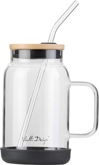 Vialli Design Glass Water made of Glass with straw 600ml