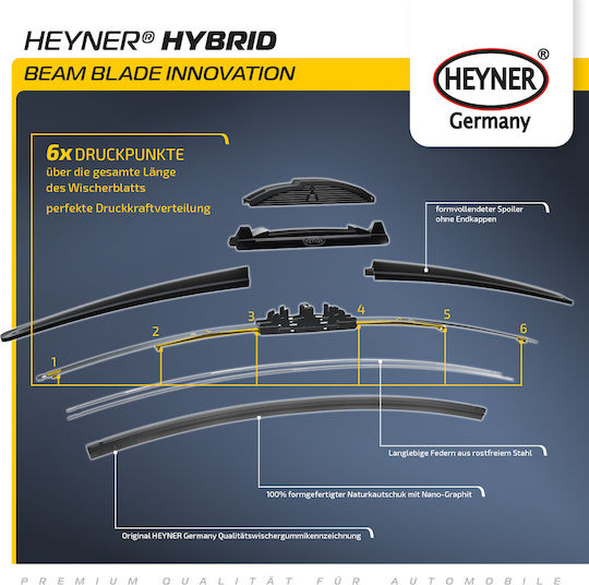 Heyner Hybrid Υαλοκαθαριστήρας Αυτοκινήτου Οδηγού 530mm Universal