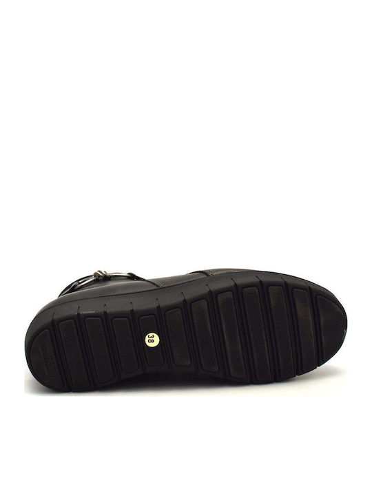 Leder Stiefeletten Damen Schwarz