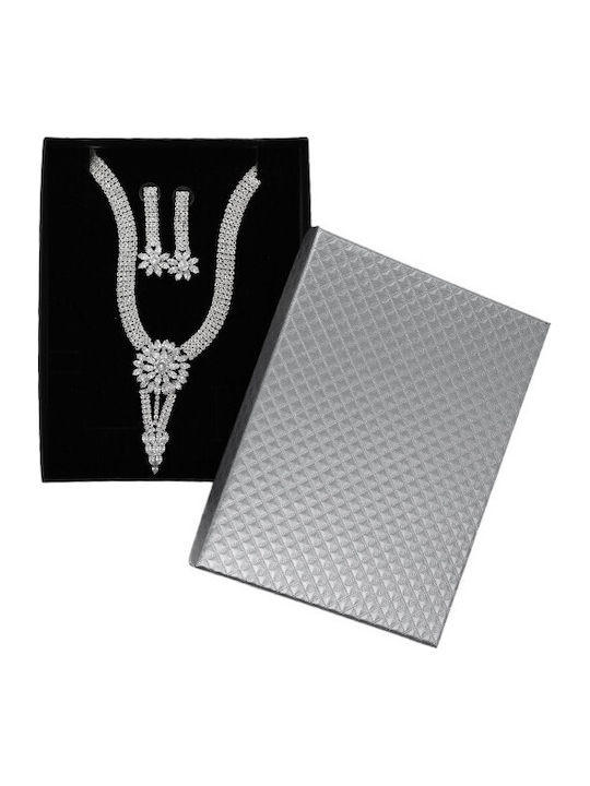 Velve Set with Necklace & Earrings from Silver with Stones