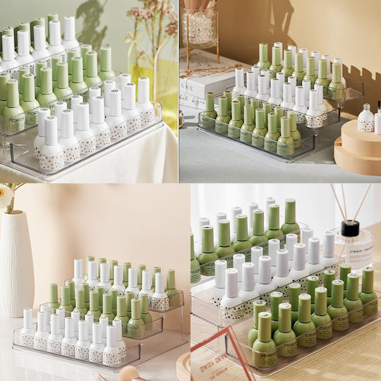 Pufo Shelf Display Organization Medicines Makeup Products In Steps 3 Levels 25.5 X 23.5 Cm Transparent