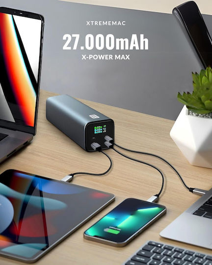 XtremeMac X-Power Max 27000mAh 140W με Θύρα USB-A και 2 Θύρες USB-C Power Delivery / Quick Charge 3.0 Μαύρο