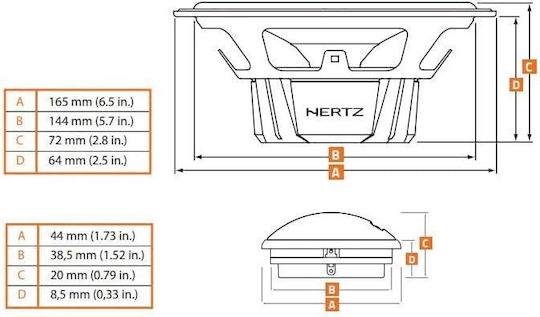 Hertz Set Auto-Lautsprecher Dieci DPK 165.3 Paar Autolautsprecher 6.5" mit 80W RMS (Tieftöner)