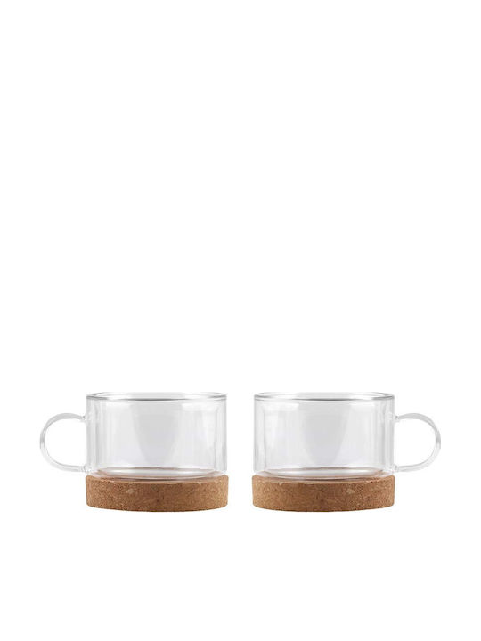 Vialli Design Set of Cups Coffee Glass Brown 220ml 2pcs