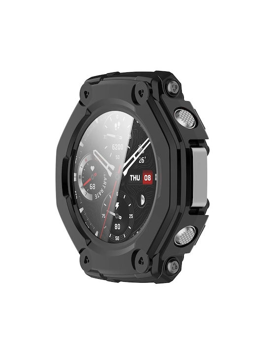Techsuit Defense360 Pro Пластмасов Калъф със Стъкло в Черен цвят за Amazfit T Rex 3