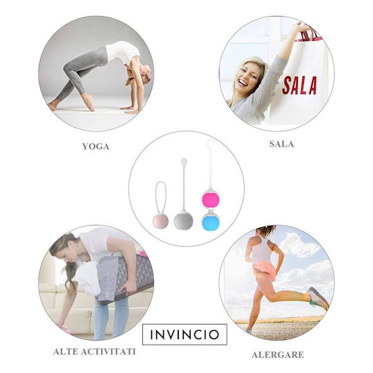 Invincio Tratament Incontinență Urinară Set Exerciții Kegel Stimulator Pelvic 3 Suporturi 6 Bile Colorate Diferite 15 Exerciții Diferite Silicon Medical