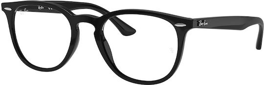Unisex Ray-ban Rx7159 2000 Eyeglass Frames Round Plastic Black 50mm